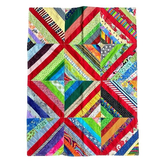 VTG Denton Texas Quilt Guild 26" x 36" Patchwork Diamond Denim Multicolor USA - Picture 1 of 10